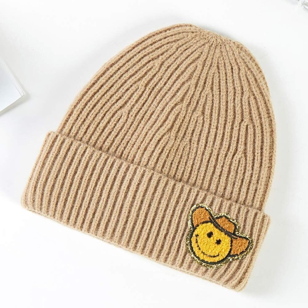 Cowboy Smiley Beanie - Brown